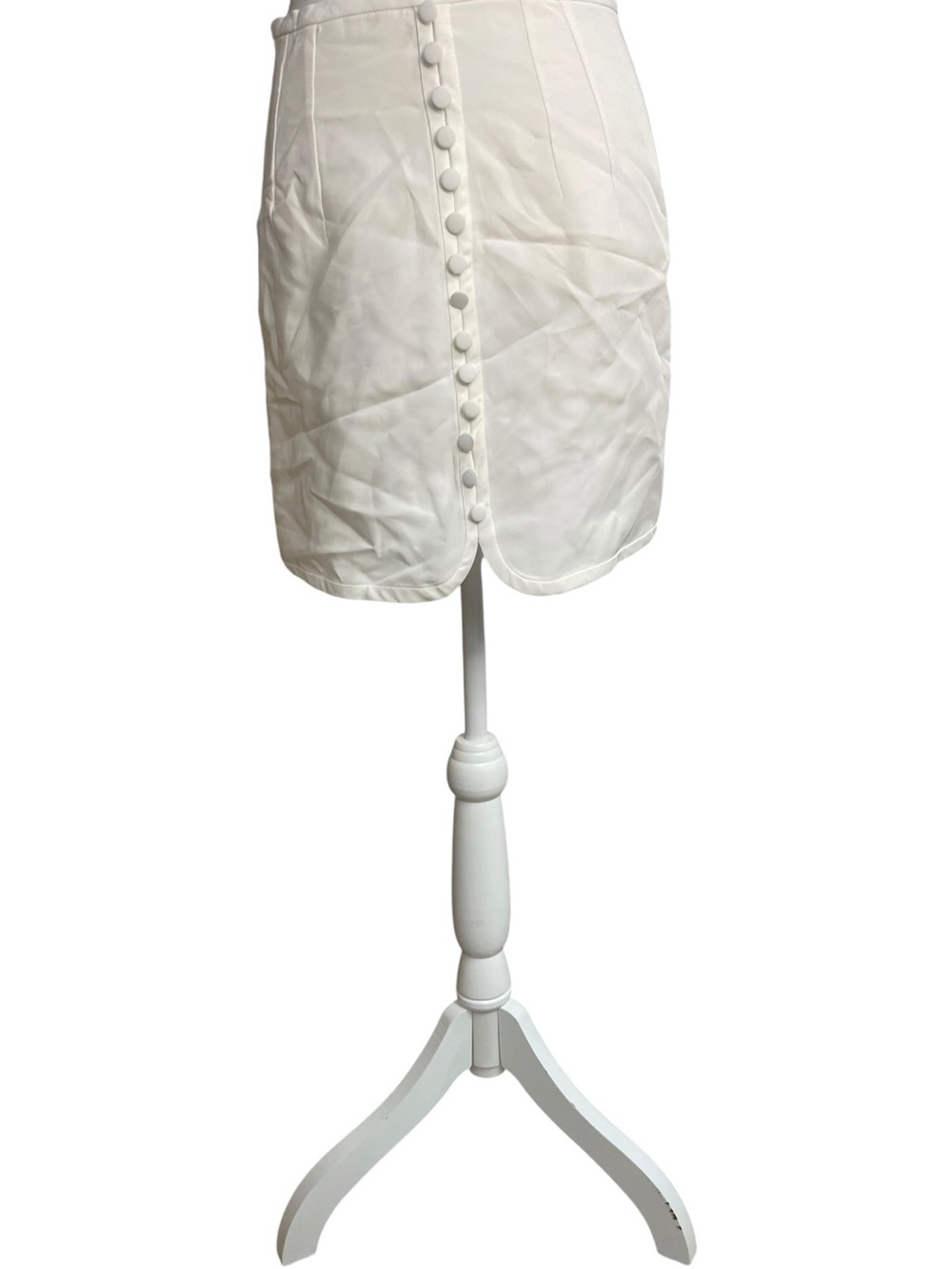 Zara Satin Effect Buttoned Mini Skirt White